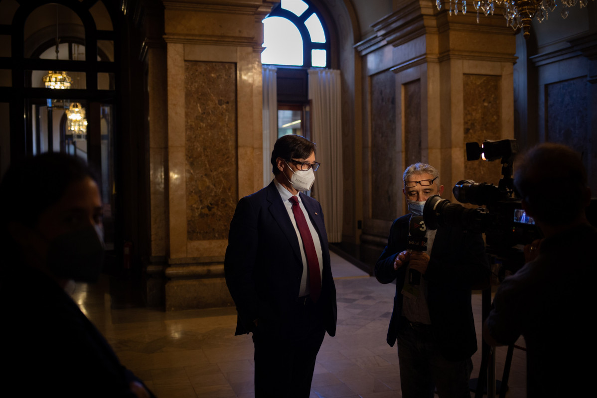 Salvador Illa (PSC) en el Parlament durante el debate de investidura de Pere Aragonès (ERC).