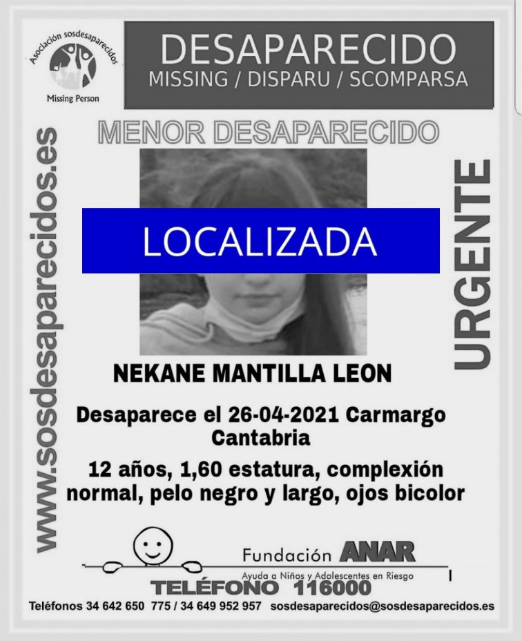Localizan en buen estado a una niña de 12 años que desapareció hace un mes en Cantabria