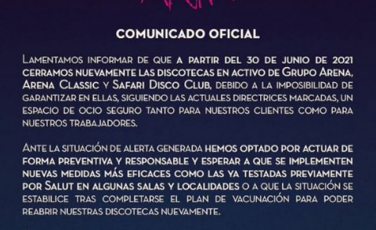 Cierran las discotecas Titus, Cocoa y Arena por la subida de contagios entre los jóvenes
