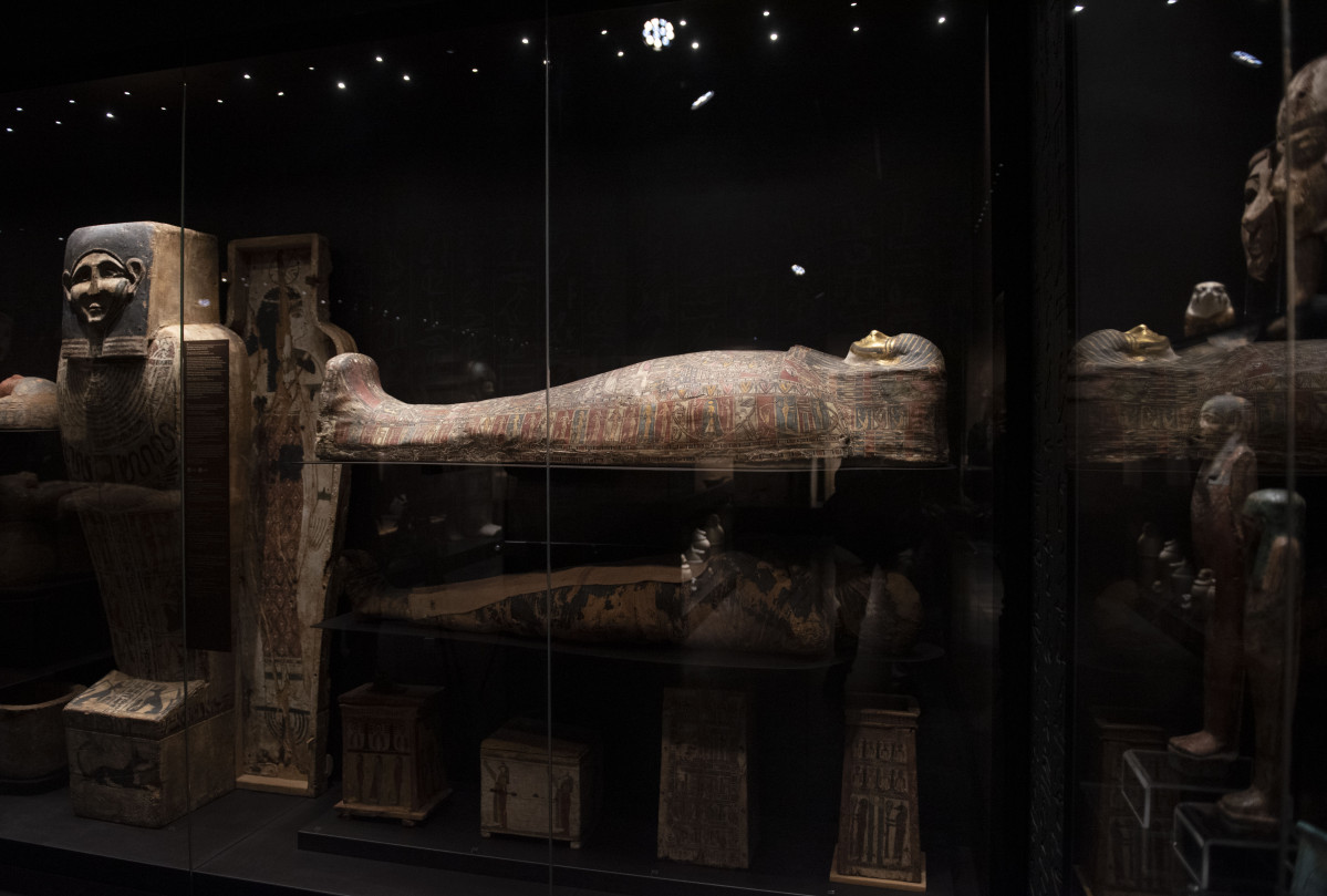 EuropaPress 3685156 04 may 2021 poland warsaw the pregnant egyptian mummy is seen on display at