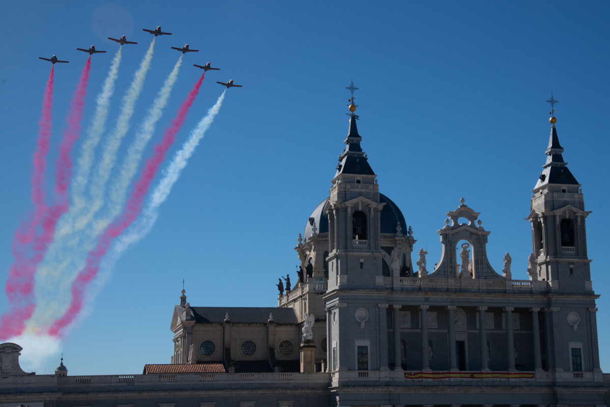 Archivo - Imágenes generales del acto que se celebra en la plaza de la Armería del Palacio Real con motivo del Día de la Fiesta Nacional o Día de la Hispanidad, en Madrid (España), a 12 de octubr