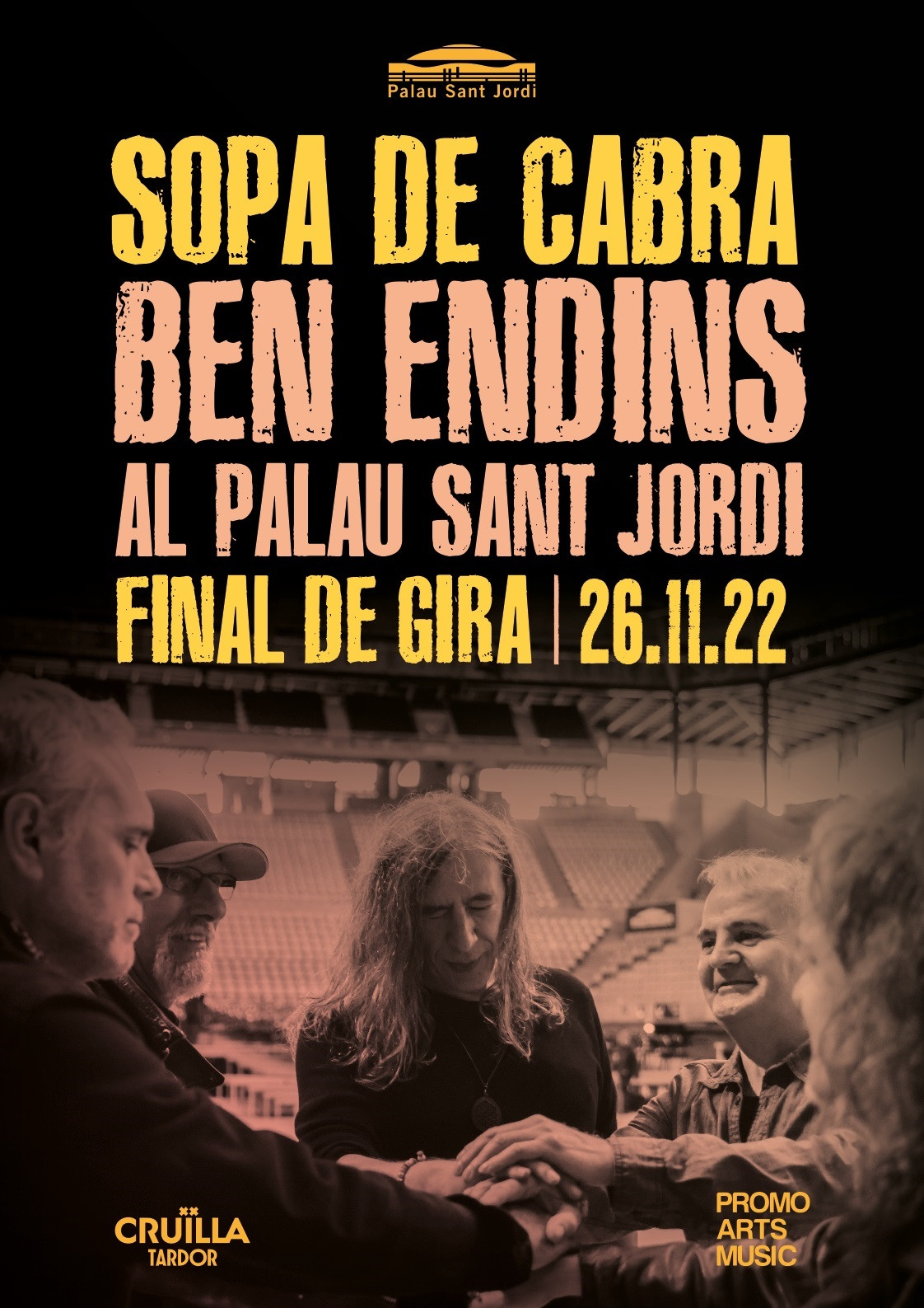 Cartel del concierto de Sopa de Cabra en el Palau Sant Jordi de Barcelona en noviembre de 2022