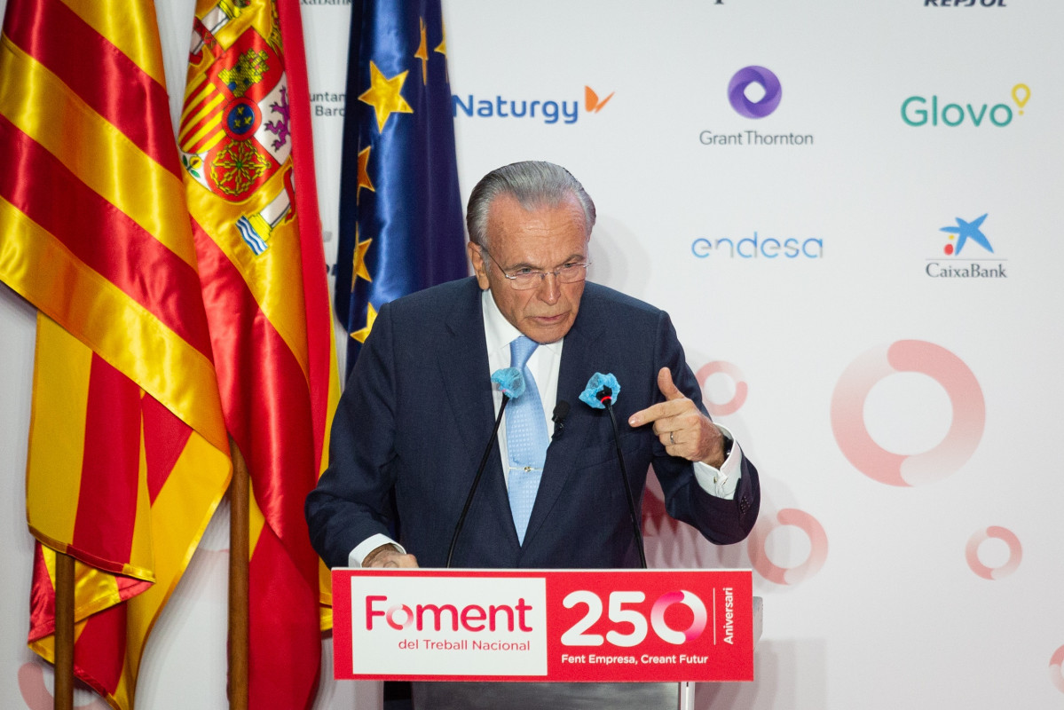 El presidente de la Fundación La Caixa, Isidre Fainé, en el acto de celebración del 250 aniversario de Foment del Treball.