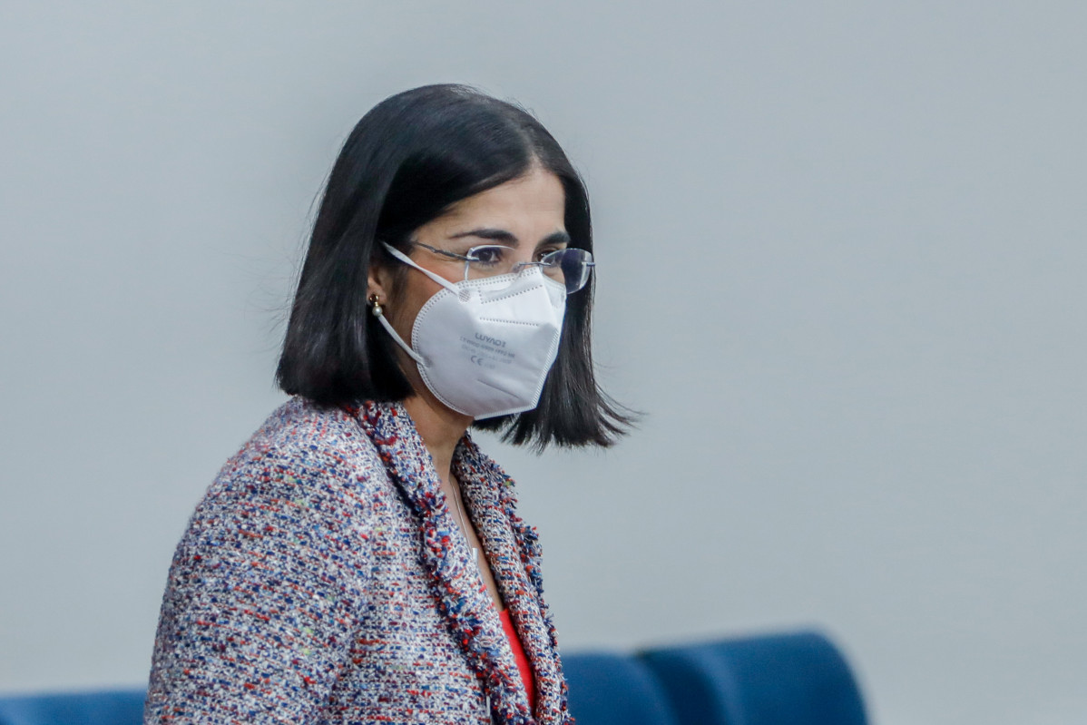 La ministra de Sanidad, Carolina Darias, a su llegada a la rueda de prensa posterior al Consejo Interterritorial del Sistema Nacional de Salud (CISNS), en la Secretaría de Estado de Comunicación del
