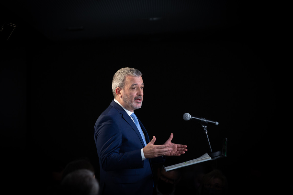El teniente de alcalde de Barcelona, Jaume Collboni, en la conferencia 'La ambición global de una ciudad de escala humana', en el Cercle d'Economia, a 18 de marzo de 2022