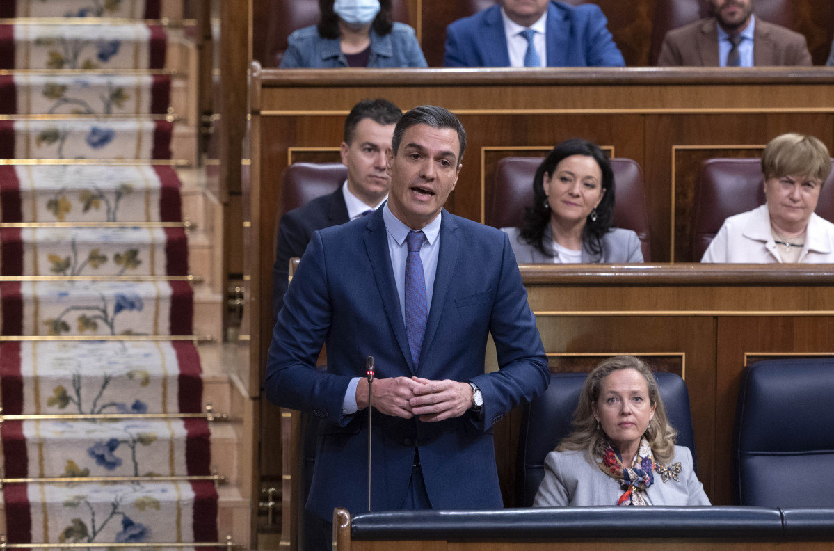 El presidente Pedro Sánchez, en una sesión plenaria en el Congreso