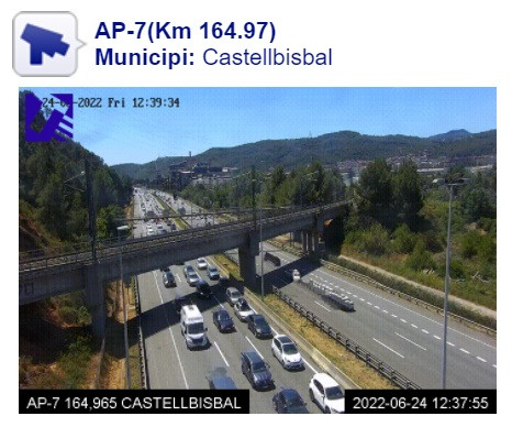 Imagen de los 11 kilómetros de retenciones entre el Papiol y Castellví de Rosanes (Barcelona) en sentido Tarragona en la AP-7
