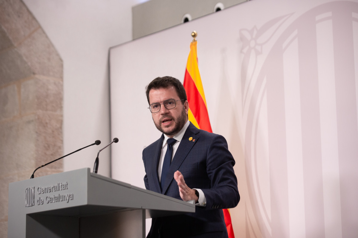 El presidente de la Generalitat, Pere Aragonès, en rueda de prensa. ARCHIVO.