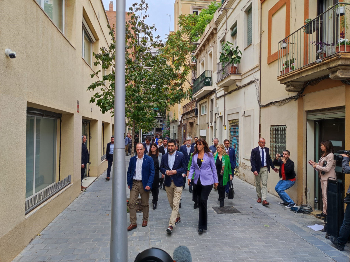 Jordi Turull, Jordi Puigneró y Laura Borràs llegando a la Ejecutiva de Junts.