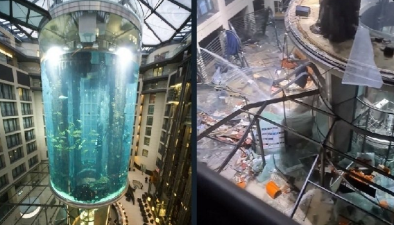 Revienta el AquaDom, el mayor acuario cilíndrico del mundo