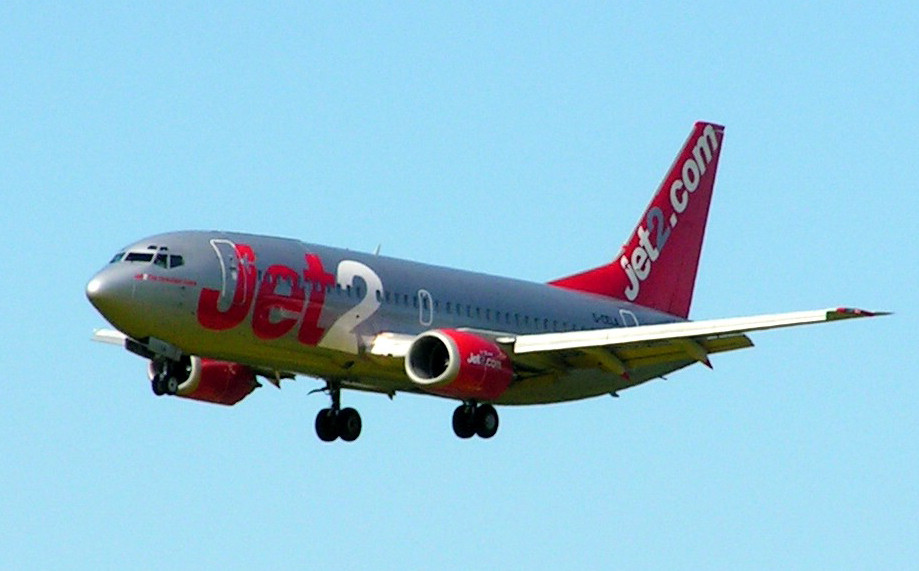 Jet2 aeroplane landing at EDI