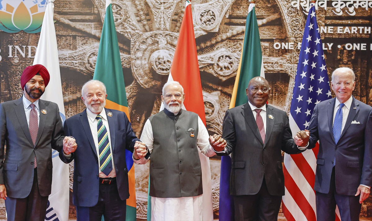 EuropaPress 5428879 september 2023 new delhi india standing from left world bank president ajay