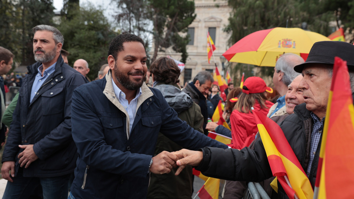 Garriga en la manifestación 'Defendamos la unidad’ en la Plaza de Colón de Madrid en octubre