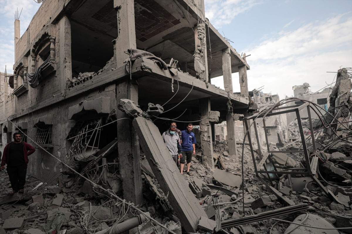 EuropaPress 5575016 gaza nov 13 2023    people are seen among the rubble of buildings destroyed