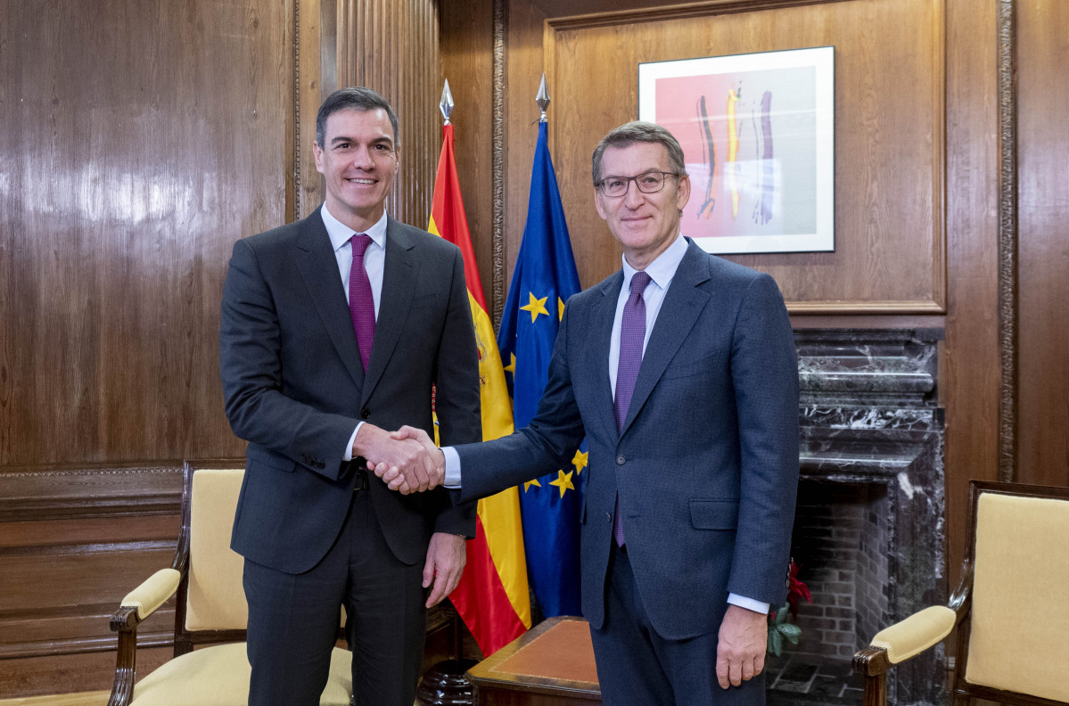 EuropaPress 5652574 presidente gobierno pedro sanchez lider pp alberto nunez feijoo saludan