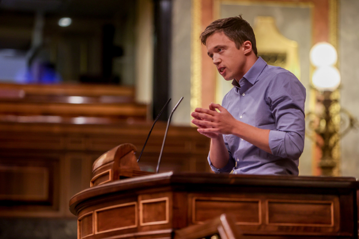 El líder de Más País, Iñigo Errejón, interviene durante un debate de totalidad del Proyecto de Ley de Presupuestos Generales del Estado para el año 2023, en el Congreso de los Diputados, a 26 de
