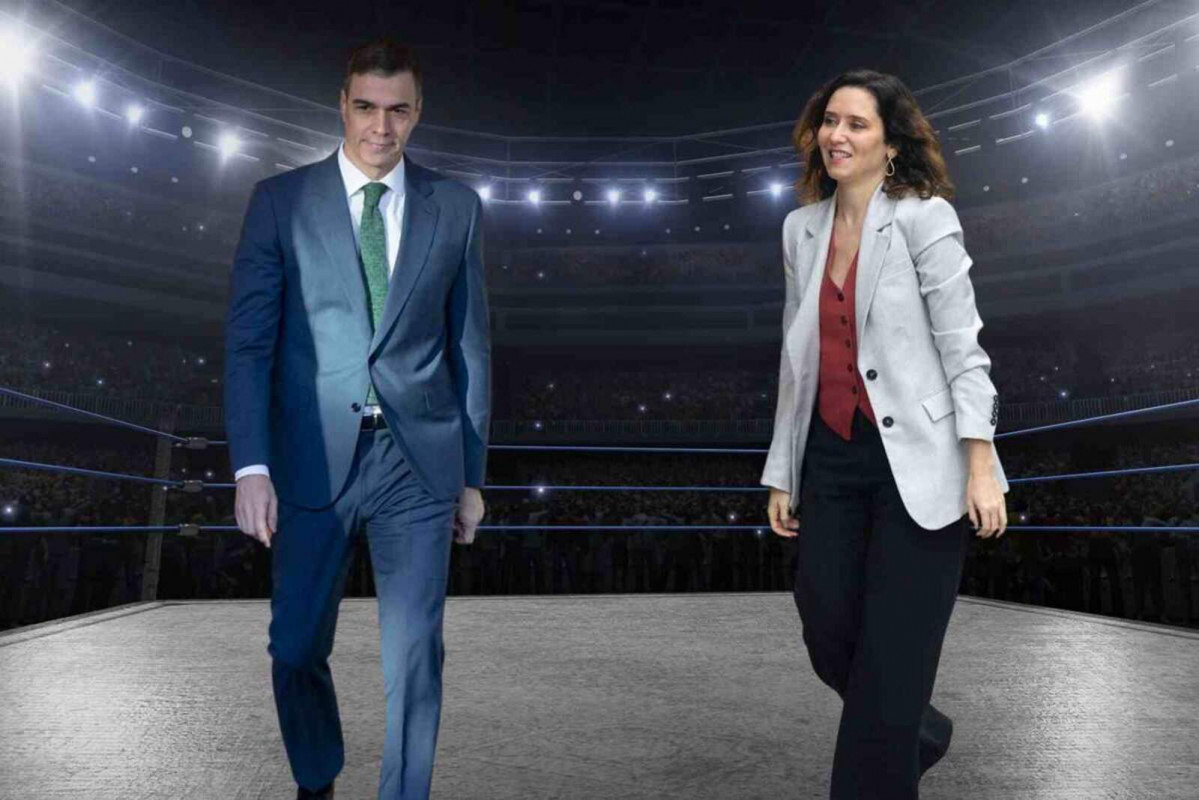 Pedro sanchez y ayuso en un ring de boxeo 1600 1067