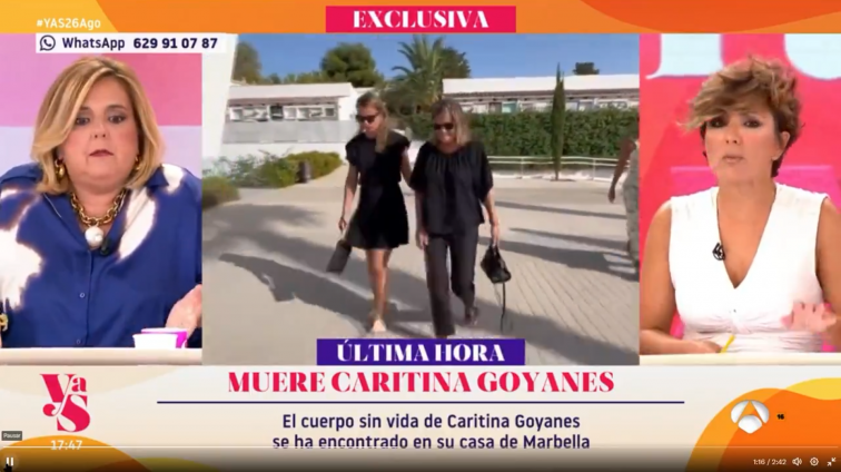 Pilar Vidal se disculpa por dar la noticia sobre el marido de Caritina Goyanes