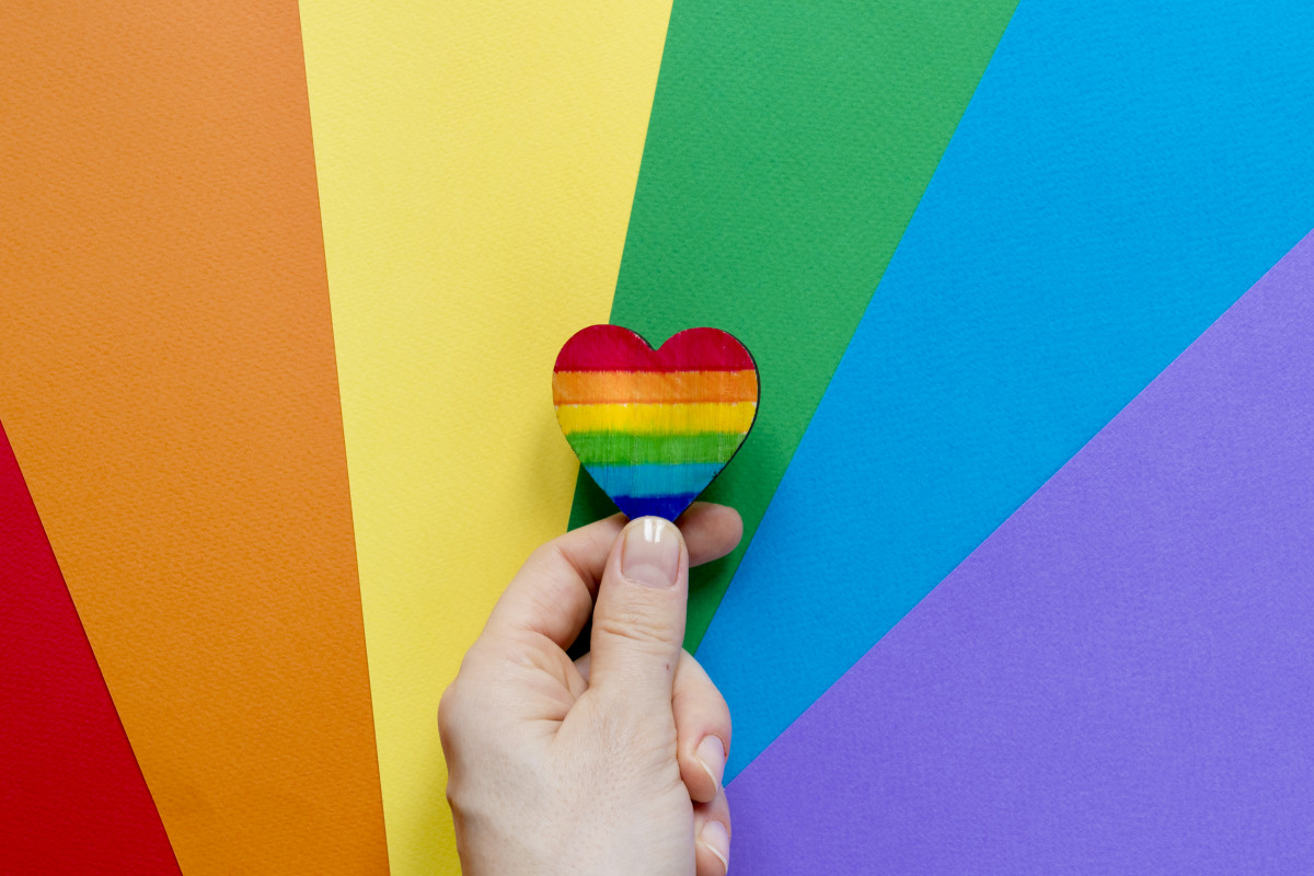 Hand with rainbow heart