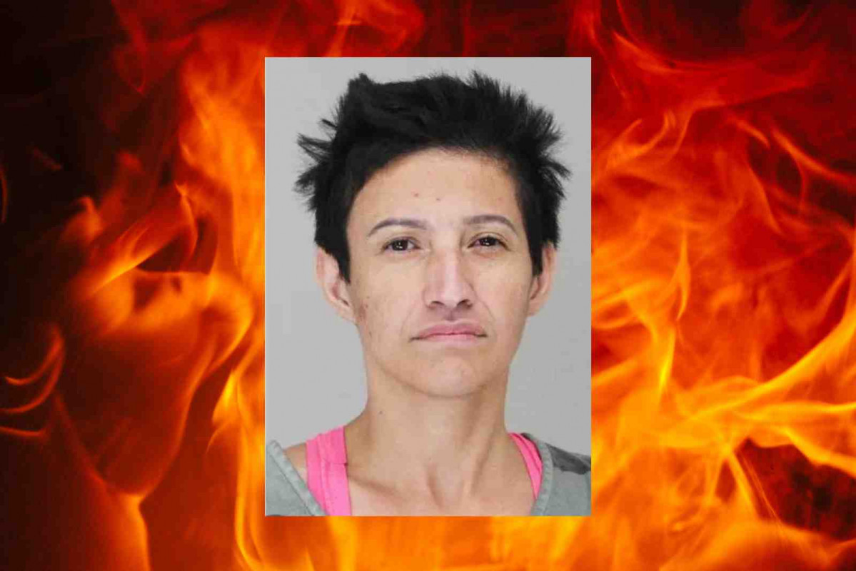 Arrestada por el incendio. Fotomontaje. FotoCárcel de Lew Sterrett