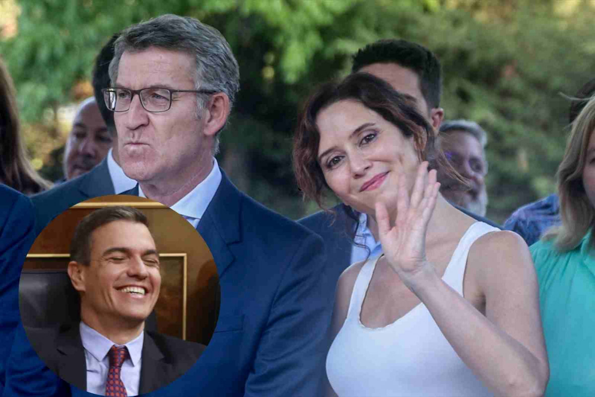 Fotomontaje de Pedro Sánchez, Alberto Núñez Feijóo e Isabel Díaz Ayuso