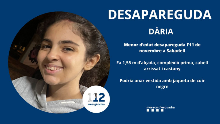 Urgente: Piden ayuda a encontrar a Dària, una menor desaparecida en Sabadell