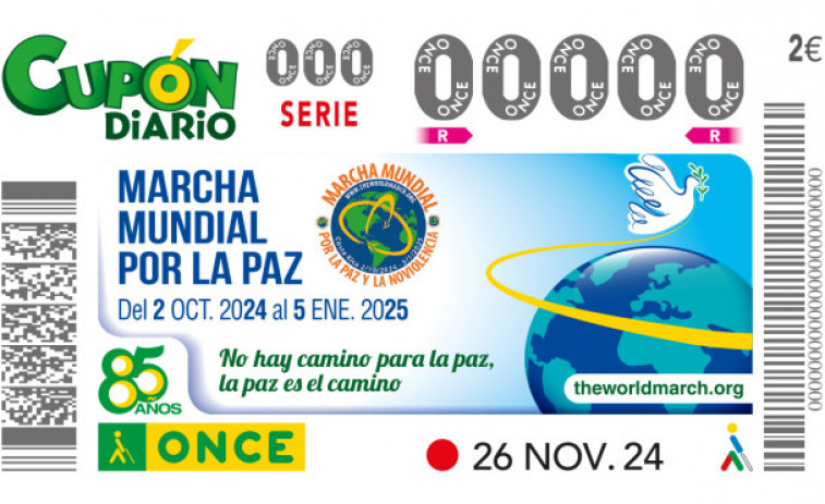 La ONCE dedica cinco millones de cupones a la Marcha Mundial por la Paz