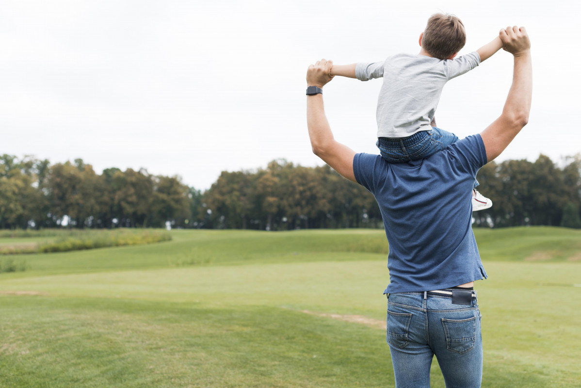 Father son spending time together