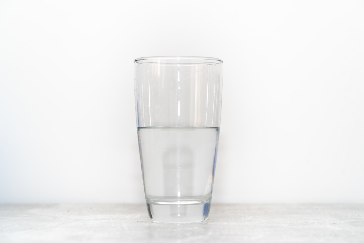 Water glass is half filled