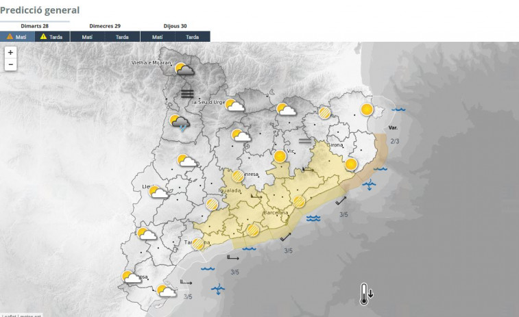 Previsión del tiempo en Catalunya: siguen activas las alertas por viento y estado del mar