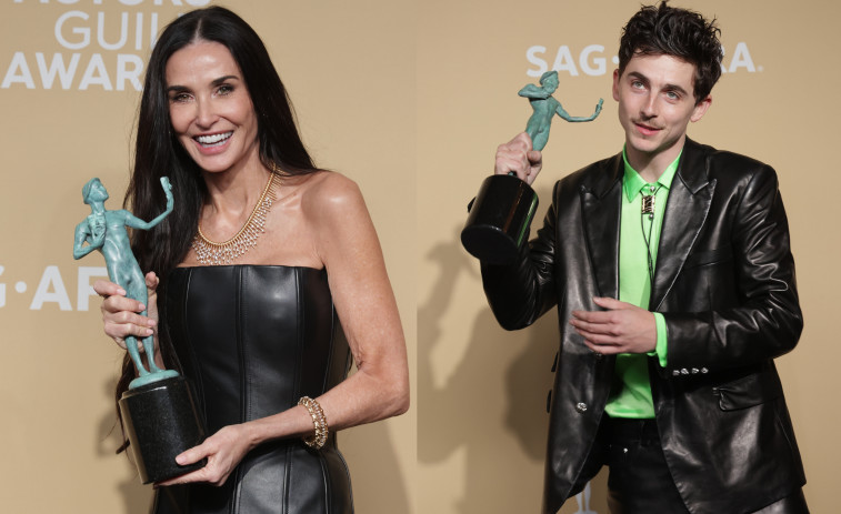 Demi Moore y Timothée Chalamet triunfan en los Premios SAG, la antesala de los Óscars