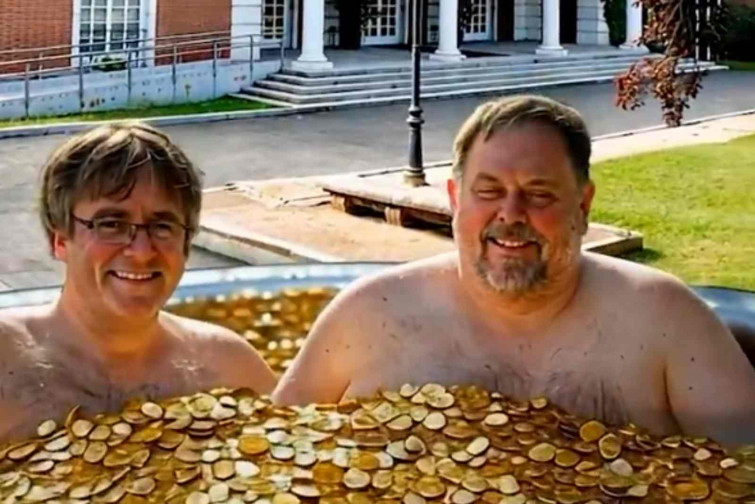 El PP lanza un burdo montaje de Junqueras y Puigdemont en un jacuzzi para criticar la quita de deuda