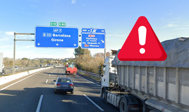 VÍDEO | Caos en la AP-7: cortada en Vilafranca del Penedès tras un accidente