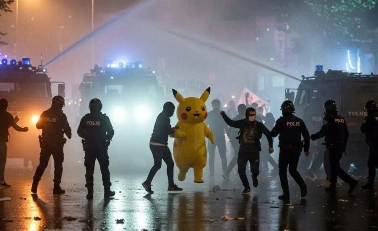 VÍDEO | Aparece un Pikachu huyendo de la policía en las protestas contra Erdogán en Turquía