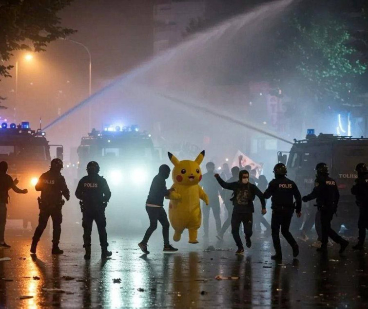 VÍDEO | Aparece un Pikachu huyendo de la policía en las protestas contra Erdogán en Turquía
