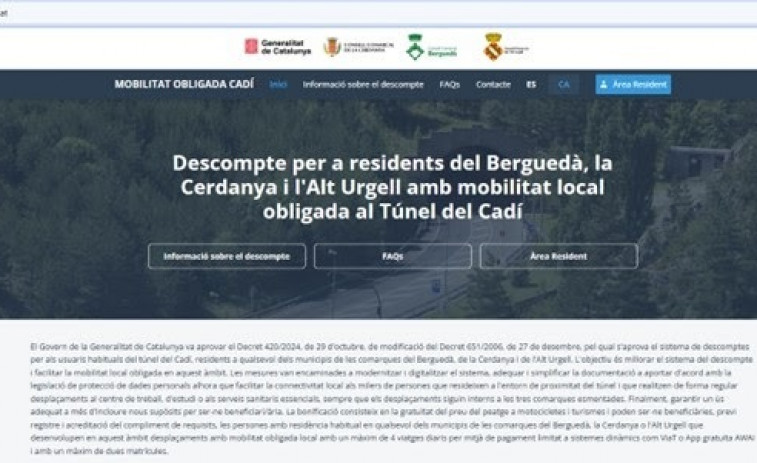 Activan la web para que vecinos del Túnel del Cadí puedan beneficiarse de su gratuidad