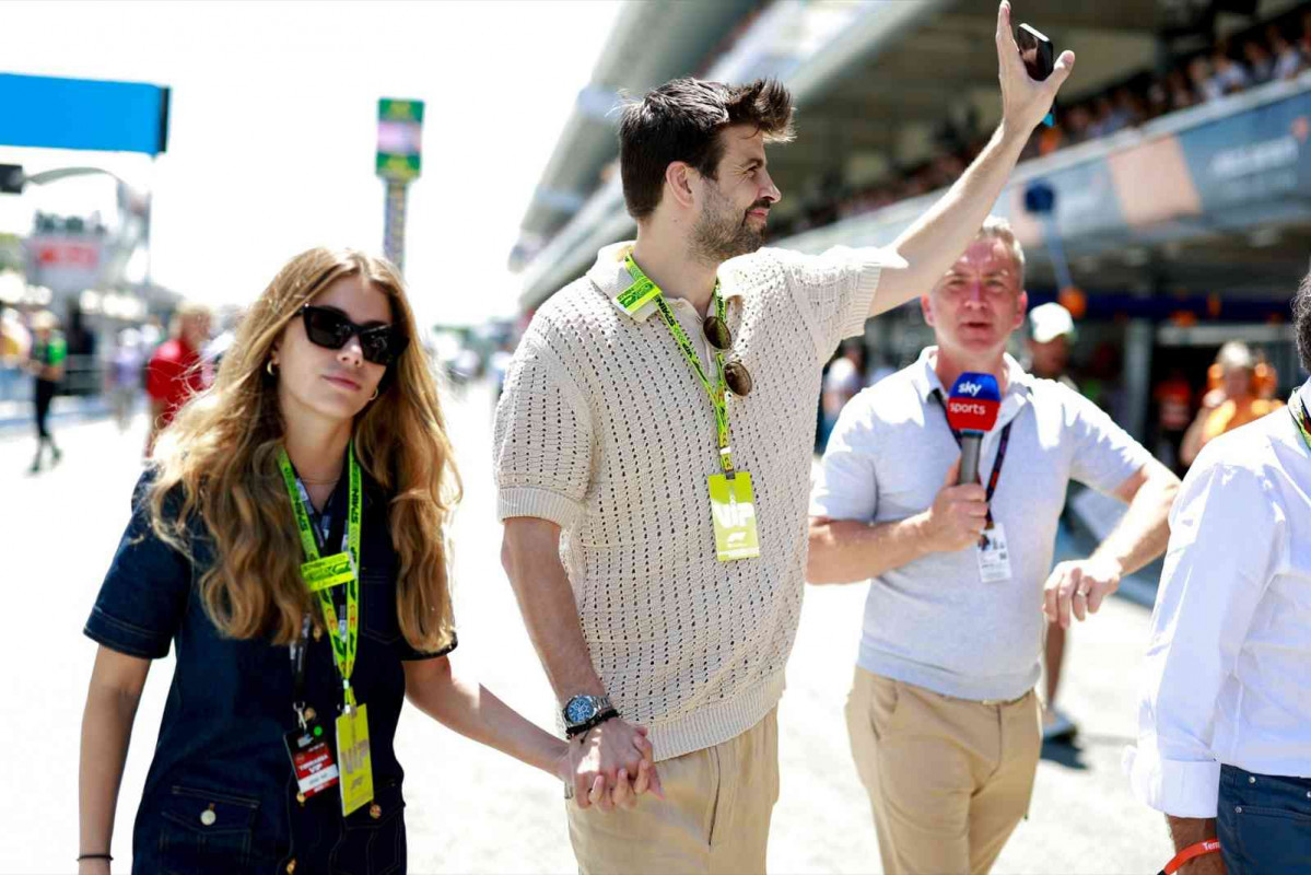 Gerard Piqué, exjugador del FC Barcelona,   y su novia Clara Chia durante el Fórmula 1 Aramco Gran Premio de España 2024, décima ronda del Campeonato Mundial de Fórmula Uno 2024 del 21 al 23 de j