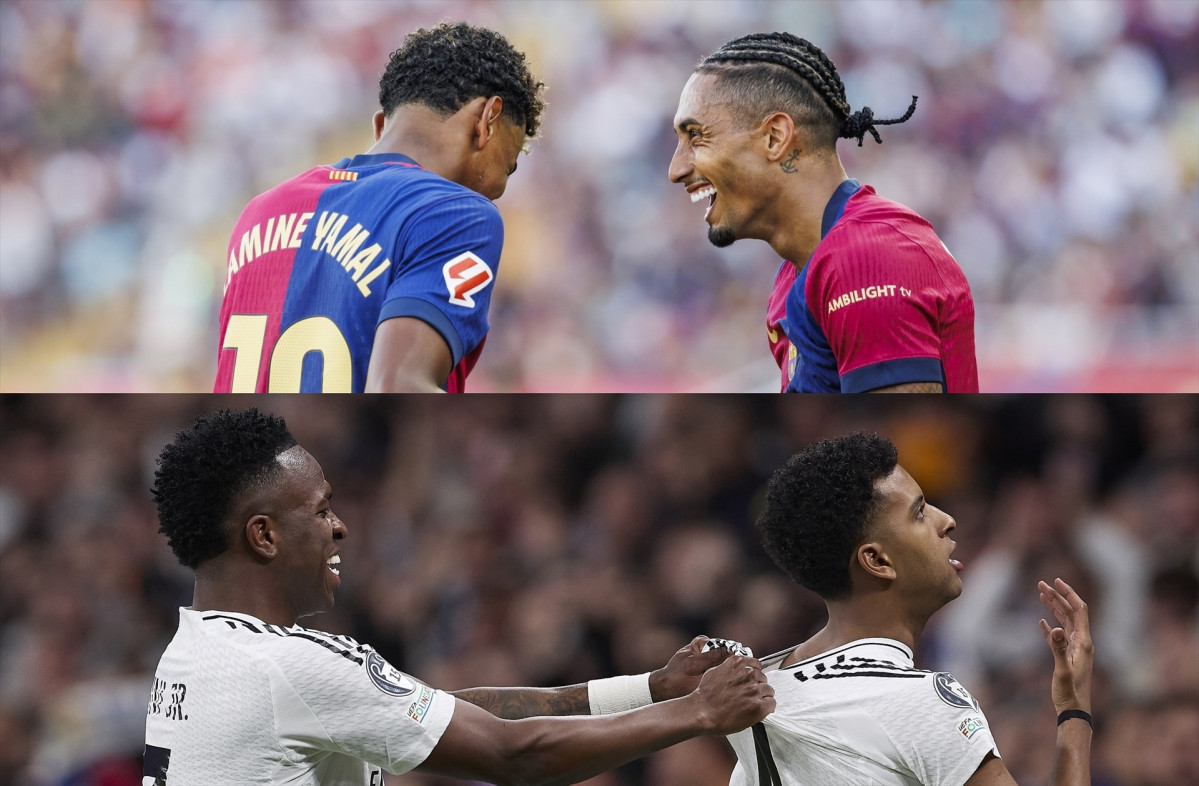 EuropaPress 6675771 delanteros fc barcelona lamine yamal raphinha real madrid vinicius rodrygo