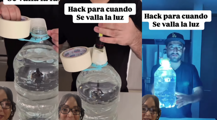 Una garrafa de agua y una linterna, el hack para tener luz en futuros apagones: 
