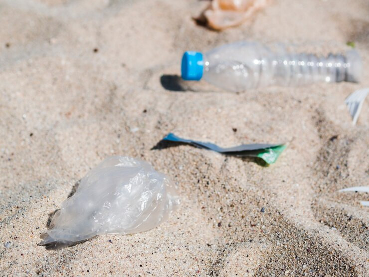 Waste plastic garbage sand beach 23 2148214481