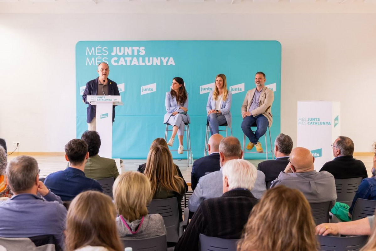 El secretario general de Junts, Jordi Turull, en un acto del partido para valorar el primer año desde las elecciones catalanas del 12M