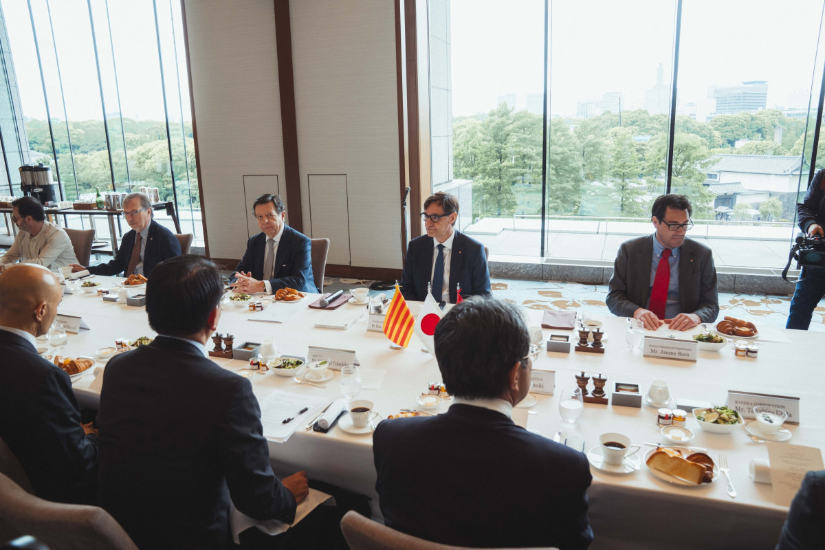 El presidente de la Generalitat, Salvador Illa, durante el encuentro-desayuno con empresas japonesas instaladas en Catalunya