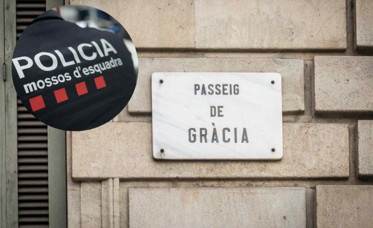 Una agente de Mossos estrella su moto contra un escaparate del Passeig de Gràcia de Barcelona