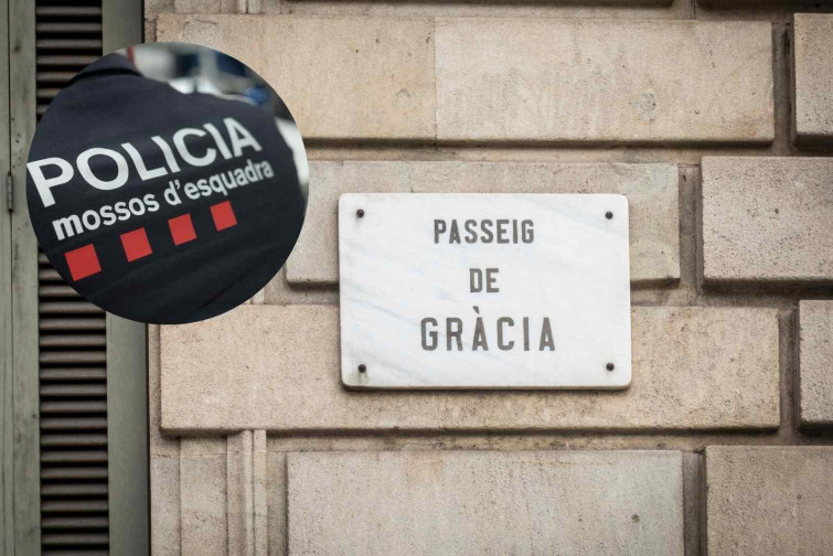 Una agente de Mossos estrella su moto contra un escaparate del Passeig de Gràcia de Barcelona