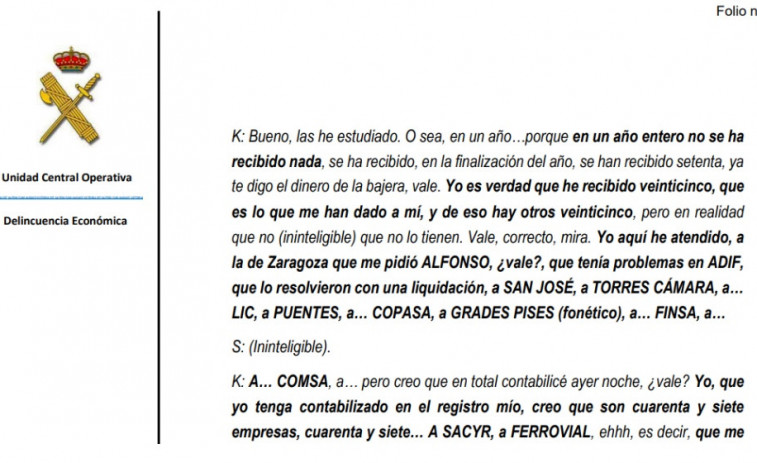 Koldo mencionó gestiones con tres constructoras gallegas: San José, Puentes y Copasa