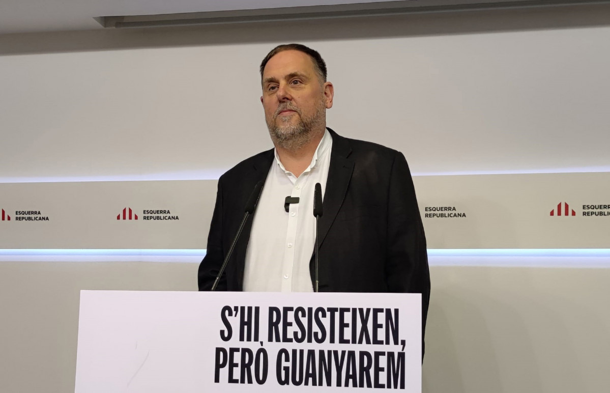 El líder de ERC, Oriol Junqueras, en rueda de prensa.