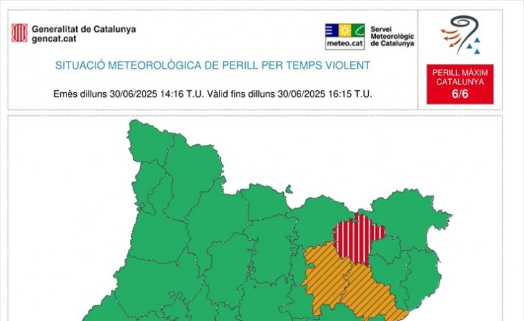 El Meteocat emite un aviso por tiempo violento en tres comarcas de Girona