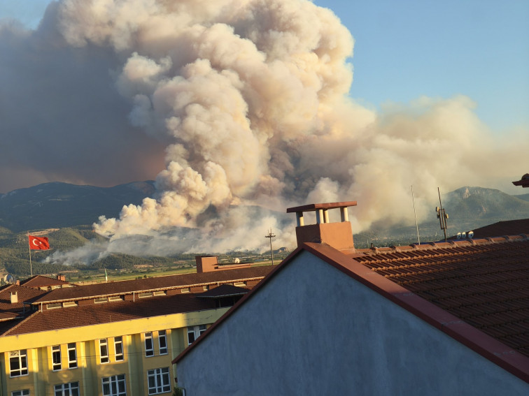 VIDEO: un gigantesco incendio forestal azota el noroeste de Turquía y genera un inusual tornado de fuego
