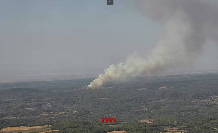 Los Bombers trabajan en la extinción de un incendio forestal en Fulleda
