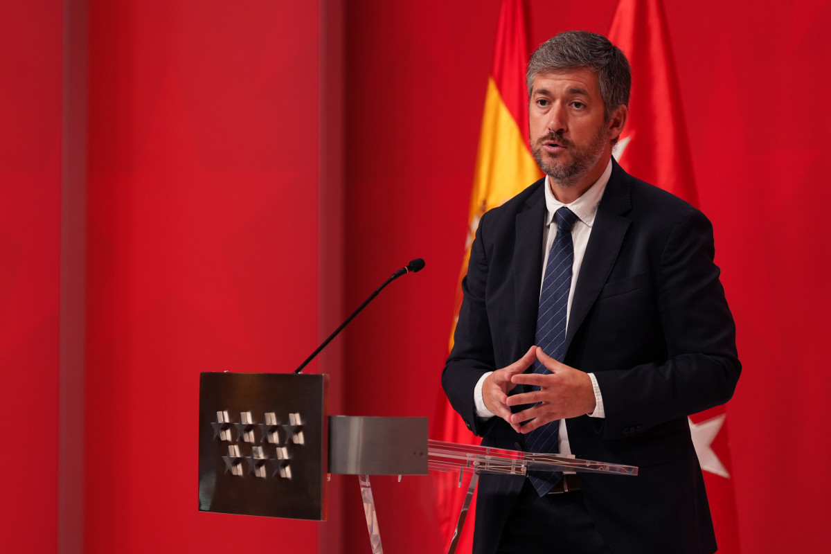 El consejero de Presidencia, Justicia y Administración Local, Miguel Ángel García Martín, en la rueda de prensa del Consejo de Gobierno